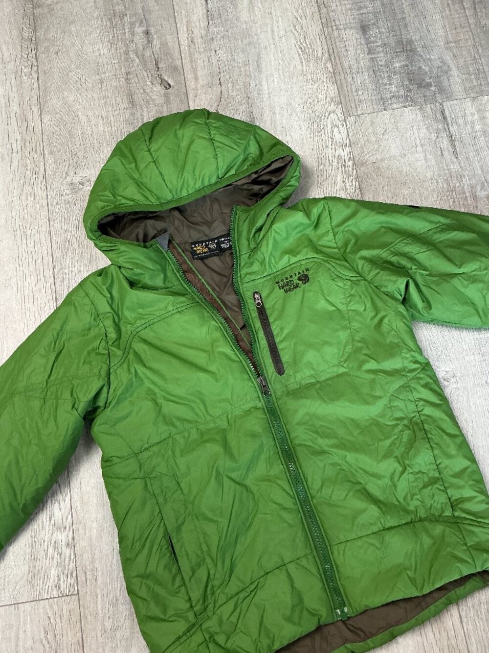 Mountain Hardwear Youth Medium Green Hooded Insulated Jacket Kids